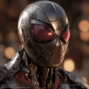 A hyper-realistic close-up portrait of a robotic, biomechanical...