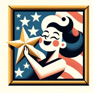 retrato encuadre americano de una una mujer abrazando una estrel...