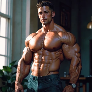 Kenneth Ethan male mid 30’s muscular the man was bulging that di...