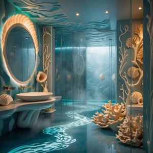 Bathroom 4 — River Shell Sanctuary
Nautical-inspired, clam-shell...