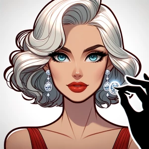 Imagine an elegant character with striking white hair styled in...