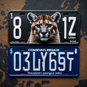 Create a custom utah license plate design with a puma in the mid...