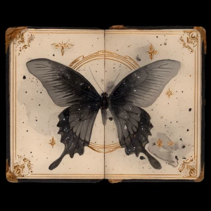 BLACK BUTTERFLY — celestial vignette / junk-journal Luxe Nocturn...