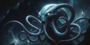 In the dimly lit cosmic depths, a stygian tentacled alien emerge...
