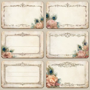 Print-ready shabby-chic label set; A4 & US Letter, 300 DPI, sRGB...