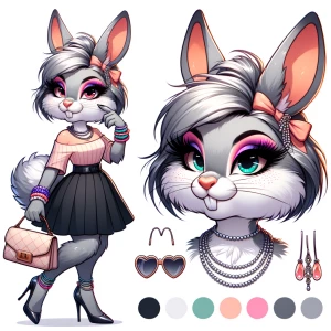 Generate an image of Bugs Bunny transformed into a stylish and g...