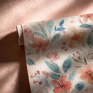 printable background paper, airy bohemian floral design with dri...