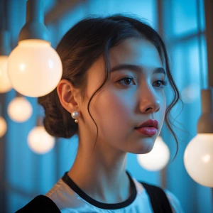 Girl with a pearl earring in modern lighting