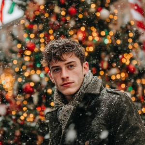 A young man  looking in the camera  in front of a beautifully de...