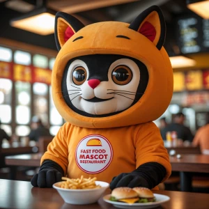 Generate an image of a fast food mascot restaurant that does not...
