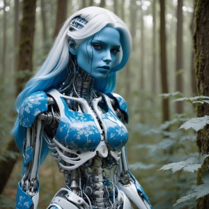 Create a modern and fashionable interpretation of a female Smurf...