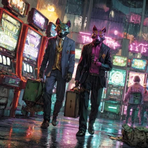 Humanoid cats that look like humans and walk on two legs, dresse...