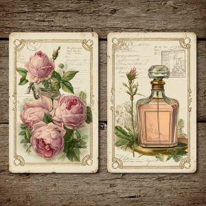 Victorian Mauve Rose Perfume Cards – 2 Large Journaling Cards (A...