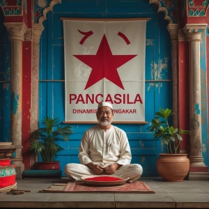 buatkan gambar poster tentang pancasila idiologiku, dinamis dan...