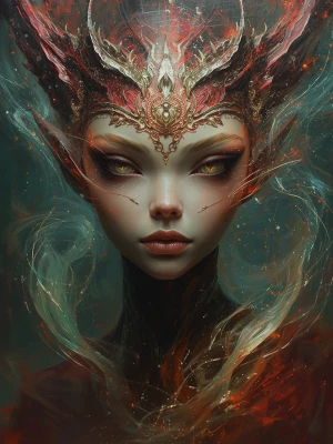A meticulously crafted Martian of ethereal beauty, with intricat...