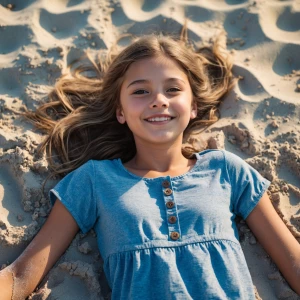 A girl beach laying on sand