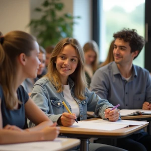 Proactive teens in classroom