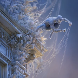 Masterpiece digital painting. Spider-Man intricately sculpted fr...