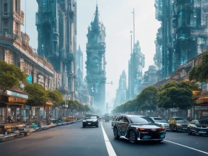 Imagine India in 2050 as a smart city with cutting-edge infrastr...