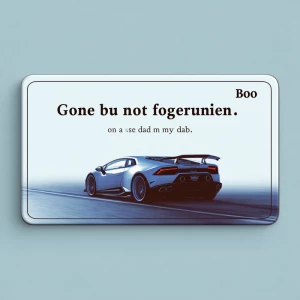 Create a 6x12-inch license plate displaying a sleek silhouette o...