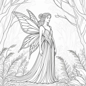 Intricate line art design for a coloring page featuring a beauti...