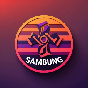 Create a circular logo with a sunset gradient background (orange...