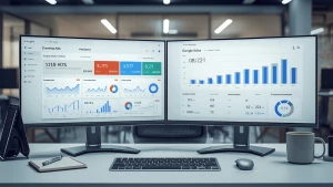 Ultra-realistic landscape visualization of a modern digital mark...