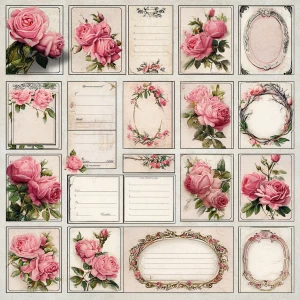 Victorian Mauve Rose Labels – 12 Blank Ornate Labels (No Text)...