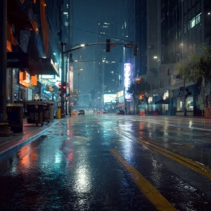 Generator image of Los Angeles downtown street by the future cyb...