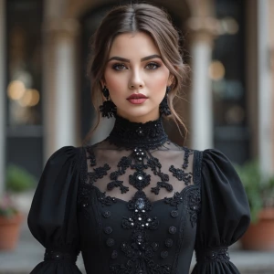 Beatufil girl in black dress