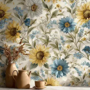 decorative floral pattern artwork only, farmhouse sunflower and...