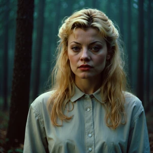 Create a detailed and artistic portrait of Laura Palmer in the d...