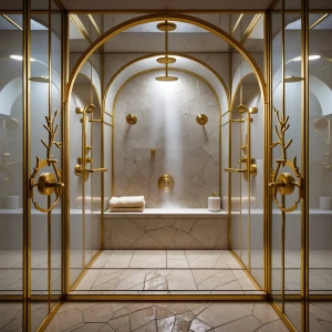 Shower 4 — Gilded Mirror Steam Shower
A steam-filled chamber sur...
