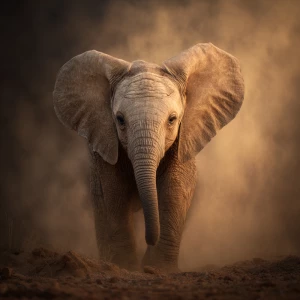 A juvenile African elephant named Ember, getting ready to sleep....