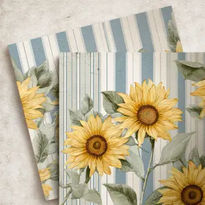 flat printable background paper, farmhouse-inspired sunflower de...