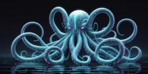 A mysteriously captivating vaporwave-inspired tentacled titan, i...