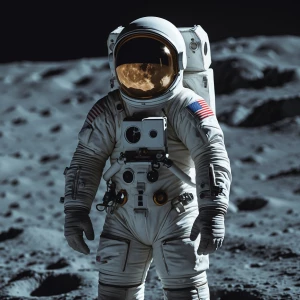 On the moon in space suit