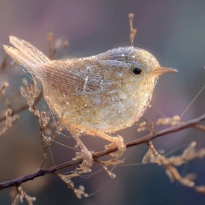 Masterpiece digital painting. A delicate bird statue intricately...