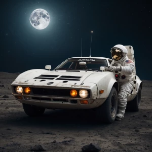 Make austronaut with logo 3•6•9,  driving racing car with licens...