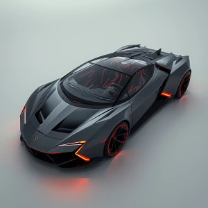 Wide shot low angle A stunning futuristic vehicle embodies sleek...