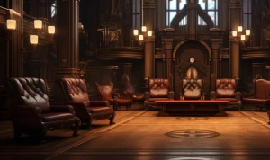 luxurious modern throne room lounge, central massively comfortab...