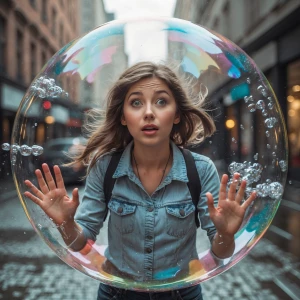 Girl get trapped in the bubble