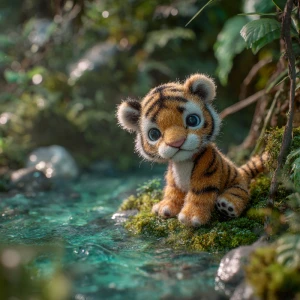 A baby tiger cub named Teddy, soft orange fur with black stripes...