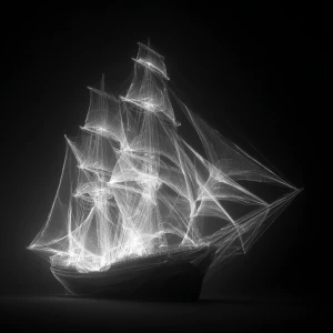 In the eerie darkness of the night, a ghostly schooner satellite...