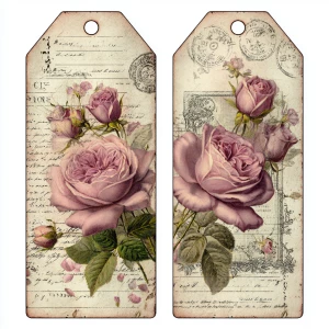 Victorian Mauve Rose Ephemera – 2 Large Tags (Antique Roses)
Pr...