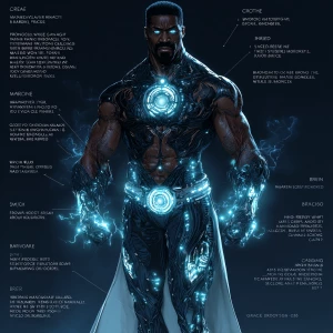 "Create a dramatic, full-body, wide low-angle shot of a commandi...