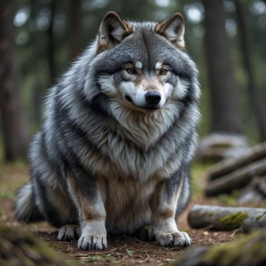 Chubby grey wolf furry