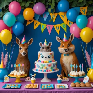 Anthropomorphic animal birthday party