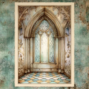 Print-ready junk journal page, A4 portrait full-bleed, 300 DPI....