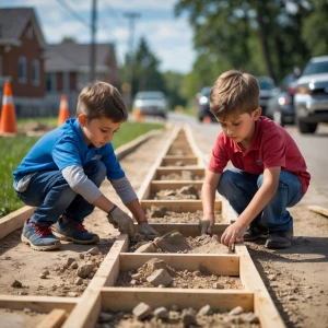 Two young boys building a biking path ,  10 years later one is a...